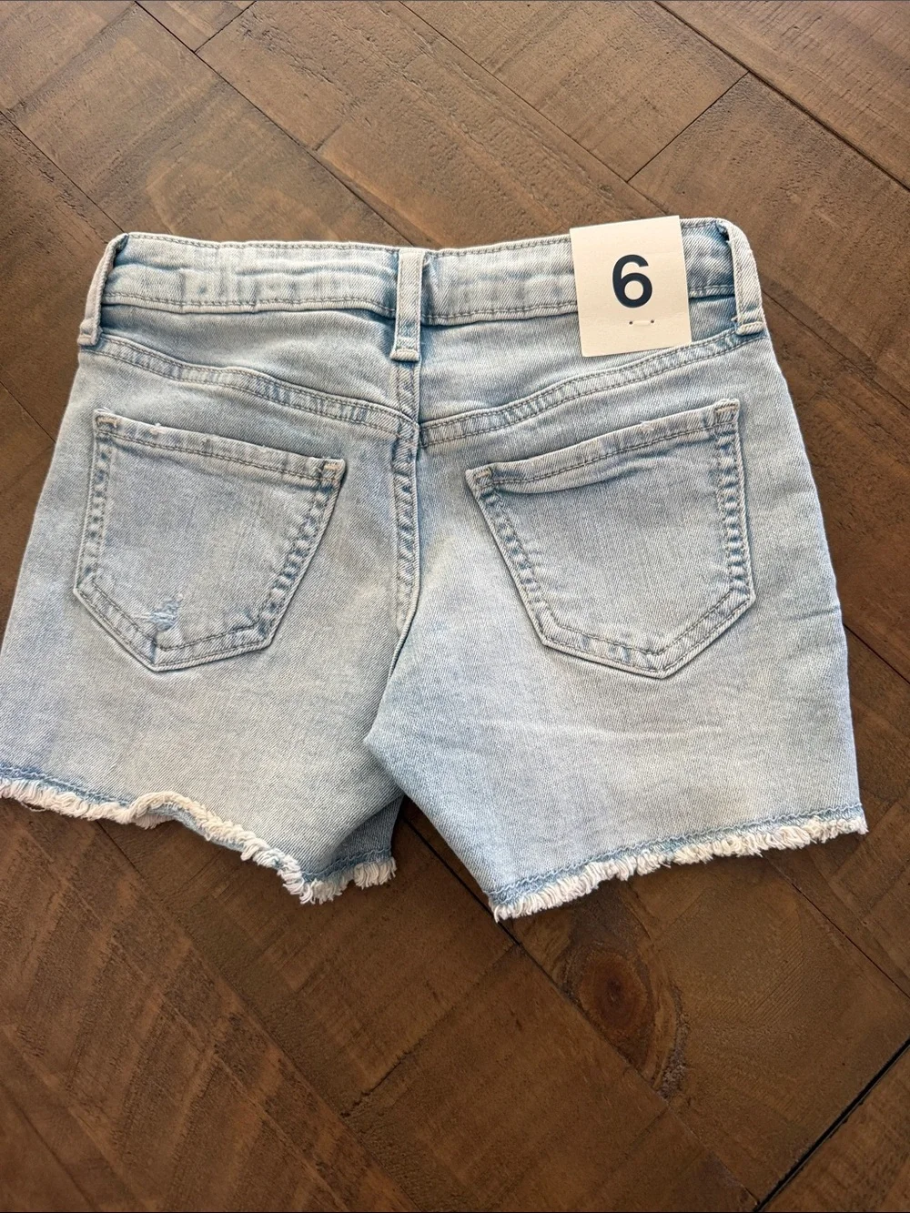 GAP Kids Midi Short Light Blue Distressed Denim Shorts